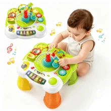 ESOLOM Toddler Musical Activity Table: Interactive Learning Toy With Piano, Lights & Toddler-Ready Activities - Green Plastic Design, Battery-Powered (Batteries Not Included) For 6+ Months, Rounded Edges, Portable With Carry Handle For Home & Travel, Toddler Entertainment | Playful Design | Rounded Edges, Musical Toy - Green - View 4