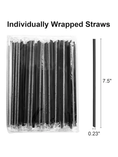 30/50/100/200pcs Pack - Disposable Thin Straws, Black Coffee/Beverage Stirrers, Made Of PP Material, Suitable For Iced Coffee, Juice, Smoothie, Milkshake And Various Cold Drinks. Also Great For Wedding Parties.