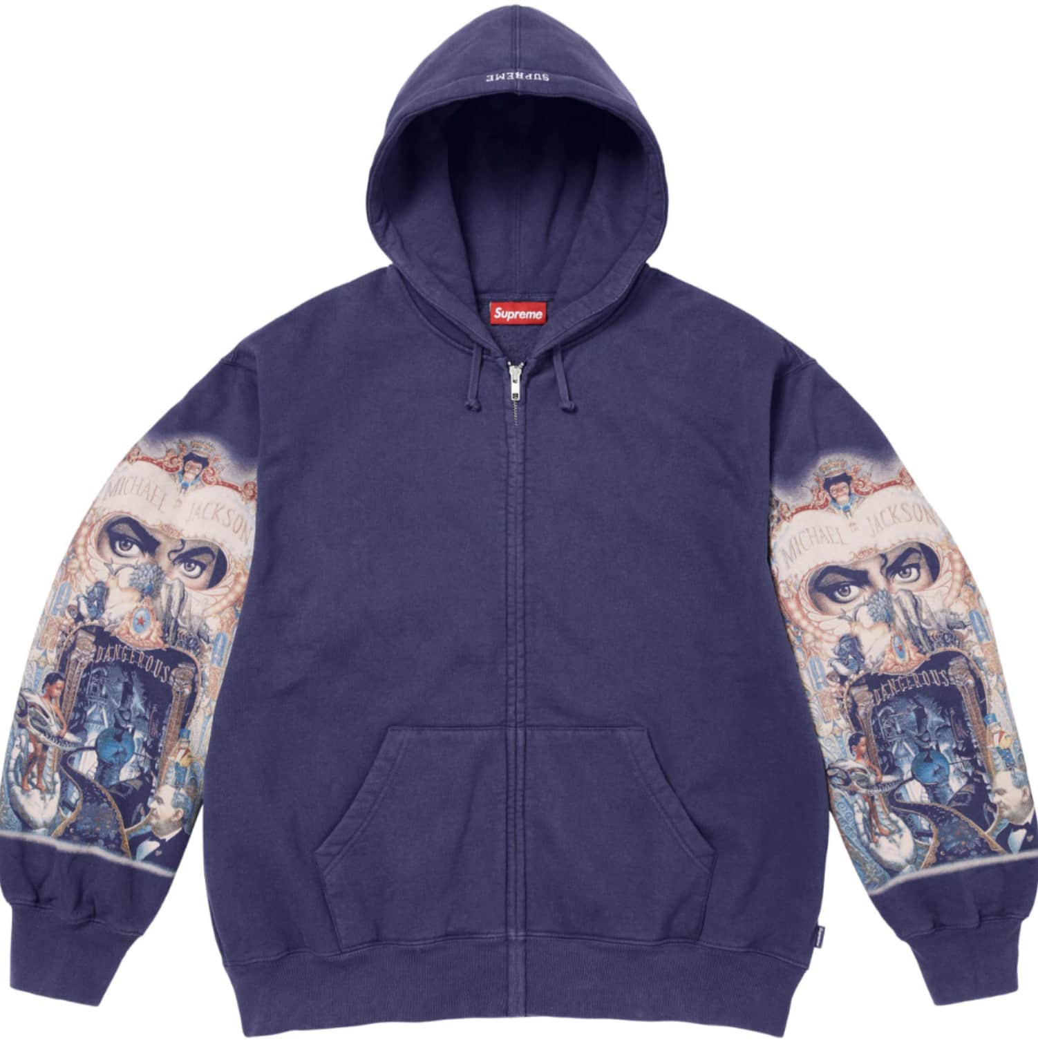 Supreme X Michael Jackson Dangerous Zip Hoodie FW25 | Heavyweight Fleece With Album Art Print, Full-Zip Co-Branded Collector Piece - 藍色 - 查看 1