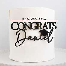 1pc "Congratulations" Acrylic Cake Topper, Graduation Cake Decor, Customizable Name, Graduation Cap Cake Decor, University Graduation Cake Decor, 2026 Cake, Birthday Party Cake Decor, Customizable, Personalized - F-graduation Name Cake Label - View 15