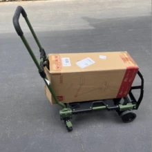 二合一折叠手推车,承重300磅,可折叠,带可伸缩手柄,四轮折叠手推车,可转换成手推车和行李车,静音轮,易于移动 - 彩色 - 查看 2