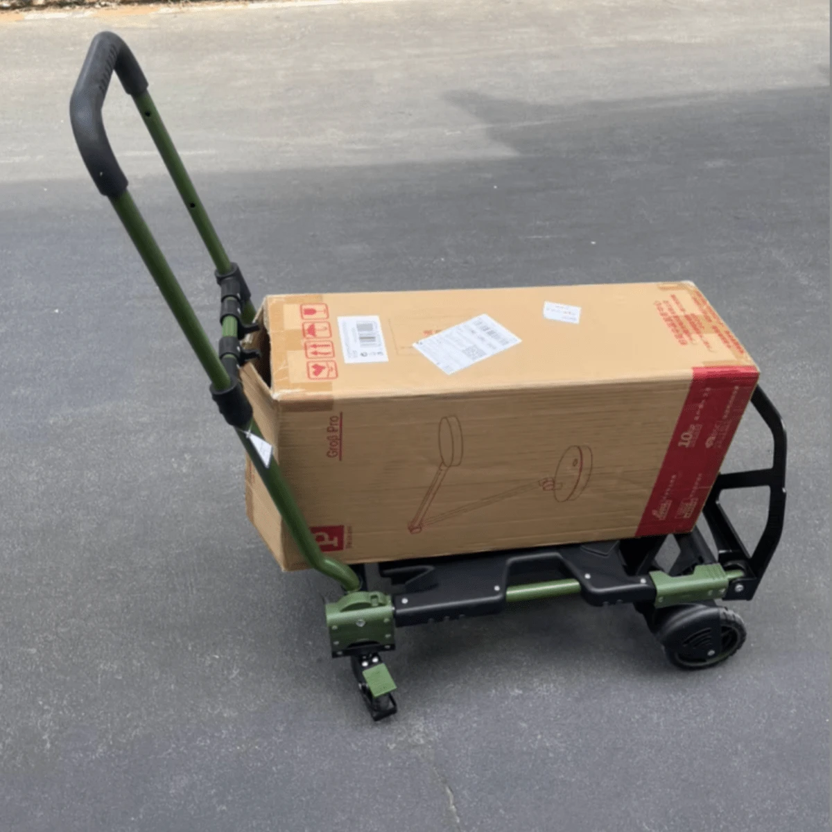 二合一折叠手推车，承重300磅，可折叠，带可伸缩手柄，四轮折叠手推车，可转换成手推车和行李车，静音轮，易于移动