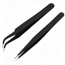 2pcs/Set Stainless Steel Black Curved Nail Clippers & Straight Eyelash Curler, Manicure & Eyelash Tools Set - Black - View 7
