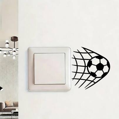 1 miếng, 10x9cm, Miếng dán tường công tắc điện 3D chống thấm nước, có thể tháo rời, hình bóng đá, phong cách nghệ thuật đường nét tối giản, họa tiết lưới bóng đá, chi tiết thiết kế phẳng, dễ dán, trang trí công tắc điện, phòng khách, phòng ngủ.