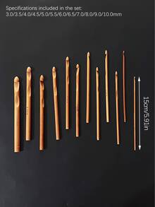 12支全尺寸竹制钩针套装（3.0mm-10.0mm），DIY手工工具，适用于制作娃娃、包包、杯垫等，适合初学者钩编，是家庭DIY爱好者和学生手工课的理想选择。 - 小圓珠 - 查看 9