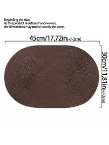 45*30cm 棕色橢圓塑膠編織餐墊，4.72英吋杯墊，易清潔、防滑、耐熱，裝飾墊，防皺，適用於派對、婚禮、喬遷、聖誕節、萬聖節、感恩節、母親節 - 棕色 - 查看 9