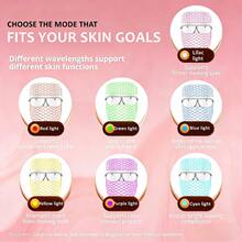7-Color LED Face Light Therapy Mask, Includes Red, Blue And Amber Light Modes, Rechargeable Portable Photon Skin Care Device, Suitable For Men And Women, Facial Skin Rejuvenation - 無色 - 查看 8