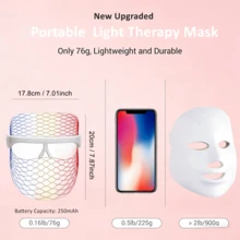 7-Color LED Face Light Therapy Mask, Includes Red, Blue And Amber Light Modes, Rechargeable Portable Photon Skin Care Device, Suitable For Men And Women, Facial Skin Rejuvenation - 無色 - 查看 10