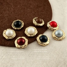 10pcs Metal Pearl Buttons, High-End Social Circle French Style, 8 Color Options, 3 Size Options, Suitable For Coats, Sweaters, Jackets And Shirts, Best Gift For Handmade Sewing - 10pcs - View 2