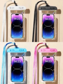 1/2/4 piezas Bolsa impermeable, Funda impermeable universal para teléfono, Funda impermeable con cojín de aire para teléfono, Bolsa impermeable para teléfono para nadar, Bolsa seca impermeable para teléfono para la playa, Adecuada para teléfonos inteligentes, Regalos de Navidad, Halloween, hogar, habitación, cumpleaños, Año Nuevo, accesorios, amigos, regalos divertidos, verano, playa - F - Ver 15