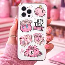 50张粉色美元钞票贴纸，可爱金钱贴纸，卡哇伊金融贴纸，防水乙烯基贴纸，适用于笔记本电脑、手机壳、水瓶、行李箱、剪贴簿、计划本、DIY日记本，赚钱奋斗风格可爱粉色贴纸套装 - 貼紙 - 查看 3