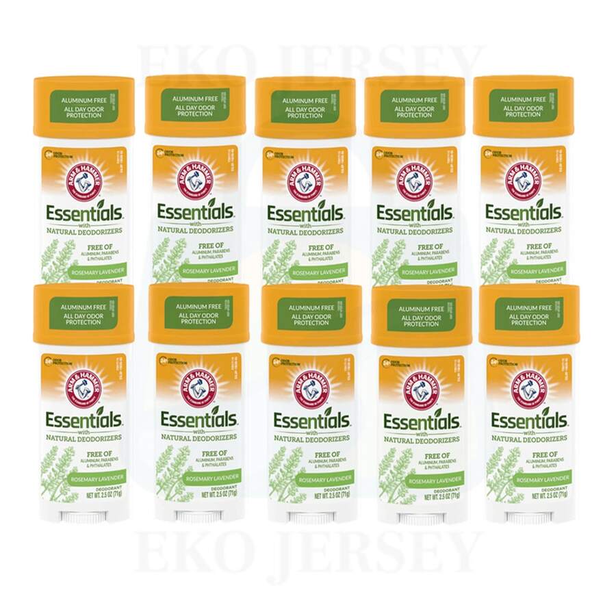 Desodorante natural en barra Arm & Hammer Essentials de romero y lavanda, sin aluminio y con protección de 24 horas contra el olor, 2.5 Oz, paquete de 10 - Múltiples aromas - Ver 1