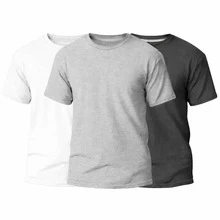 Set Of 3 Men's Basic Plain T-Shirts, 100% Cotton, 30.1 Mm - 白色/灰色/鉛色 - 查看 1