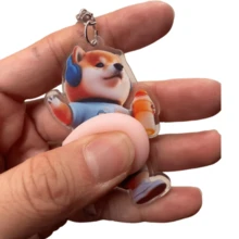 3D Sticker 1pc 3D Corgi Keychain, Multifunctional Decorative Clip Funny Gag Gift - Baby Blue - View 6
