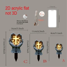 Cọc cố định đất bằng acrylic phẳng 2D, 1 chiếc, có họa tiết trang trí: Bàn tay cầm thánh giá và bướm, dùng để trang trí chậu hoa, thích hợp làm quà tặng cho khu vườn ngoài trời. - C - Xem 9