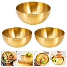 Gold Stainless Steel Mixing Bowls Set, Nesting Stackable Metal Salad Bowls,Rust-Resistant Large Capacity Mixing Salad Bowls, Large Capacity Reusable Serving Bowls For Salad, Noodles, Fruits, Food Prep, Kitchen Baking & Daily Dining - View 1