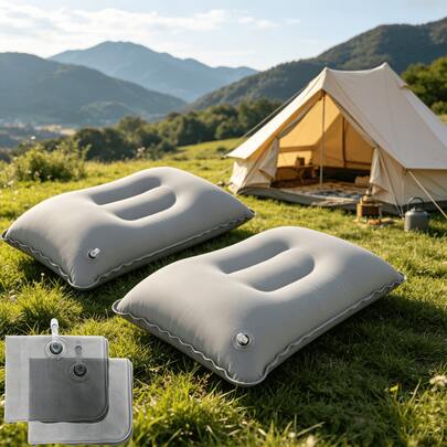 Bộ 2 gối hơi siêu nhẹ, gối du lịch bơm hơi cao cấp mềm mại, gối bơm hơi hình chữ U hỗ trợ cổ tiện dụng, gối bơm hơi bền bỉ chống rò rỉ với van kép, gối cắm trại gấp gọn tiện lợi cho du lịch, cắm trại, leo núi, đi bộ đường dài, ô tô, máy bay, ngủ trưa tại văn phòng.
