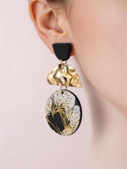 1 Đôi bông tai kiểu Trung Quốc mới, hình lá bạch quả, vàng đen, bông tai ba lớp hình học sang trọng, thiết kế độc đáo, thanh lịch, phù hợp cho đi làm hàng ngày, văn phòng, gặp gỡ bạn bè, hẹn hò sinh nhật, trang phục kiểu Trung Quốc, trang phục phong cách cổ điển, chụp ảnh du lịch, các dịp trang trọng.