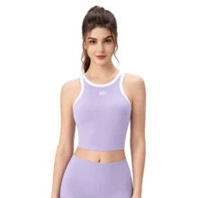 Alo Yoga Color-Blocked Sports Bra For Women, Taro Purple Yoga Vest, Short And Slimming Running And Fitness Sportswear. - Xem 6