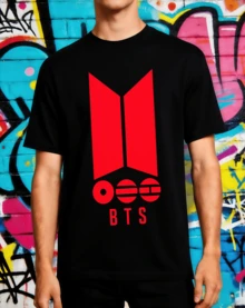 Unisex Bangtan Red M-Logo T-Shirt - 2026 World Tour ARMY Fan Merchandise Black - Black - View 9
