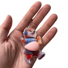 3D Sticker 1pc 3D Corgi Keychain, Multifunctional Decorative Clip Funny Gag Gift - Baby Blue - View 5