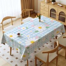1pc Plaid & Floral Print Tablecloth, Blue Floral Pattern, Suitable For Indoor/Outdoor Party And Home Decor, Rectangular Dining Table Cover - Multicolor - View 11