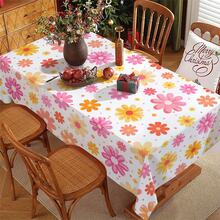 1pc Plaid & Floral Print Tablecloth, Blue Floral Pattern, Suitable For Indoor/Outdoor Party And Home Decor, Rectangular Dining Table Cover - Multicolor - View 8