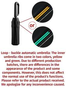 1pc Fully Automatic Anti-Wind & Rain Umbrella, 24 Ribs, High-Density Waterproof Fabric, Fully Automatic Reverse Folding, Rotary Lock Handle, Claw-Shaped Portable Handle, Suitable For Heavy Rain & Wind, UV Protection UPF50+, Black UV Coating, One-Button Open/Close - Multicolor - View 10