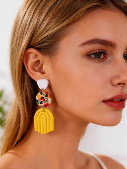 1 Đôi bông tai hình học phối màu tương phản phong cách retro, kiểu dáng ngọt ngào và cá tính, phù hợp cho các hoạt động hàng ngày, chụp ảnh, đi làm, văn phòng, tụ họp bạn bè, sinh nhật, lễ hội âm nhạc, kỳ nghỉ biển, trang phục Y2K và phong cách ngọt ngào, trang phục sinh viên.