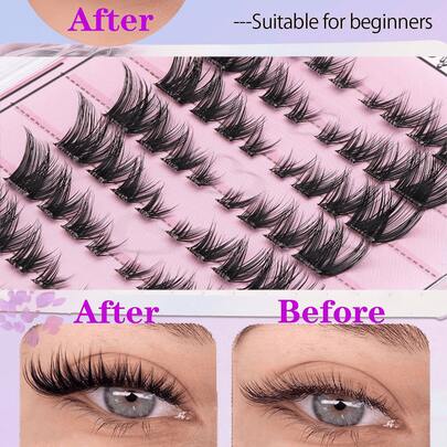 Lina New Glue-Free Eyelash Clusters | No Glue Needed DIY Eyelash Extension | Reusable | Beginner Friendly | Suitable For Travel, Dates, Parties, Commuting | Eyelash Extension | Cat Eye Lashes | Cartoon Lashes | Lash Cluster Set | Cluster Lashes | Lash Tips | Fluff | Them | Summer | Weekly Lashes | Decor | Accessories