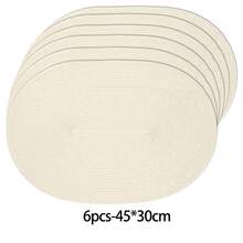 45*30cm 象牙白橢圓塑膠編織餐墊，4.72英吋杯墊，易清潔、防滑、耐熱，裝飾墊，抗皺，適用於派對、婚禮、喬遷、聖誕節、萬聖節、感恩節、母親節 - 象牙白色 - 查看 11