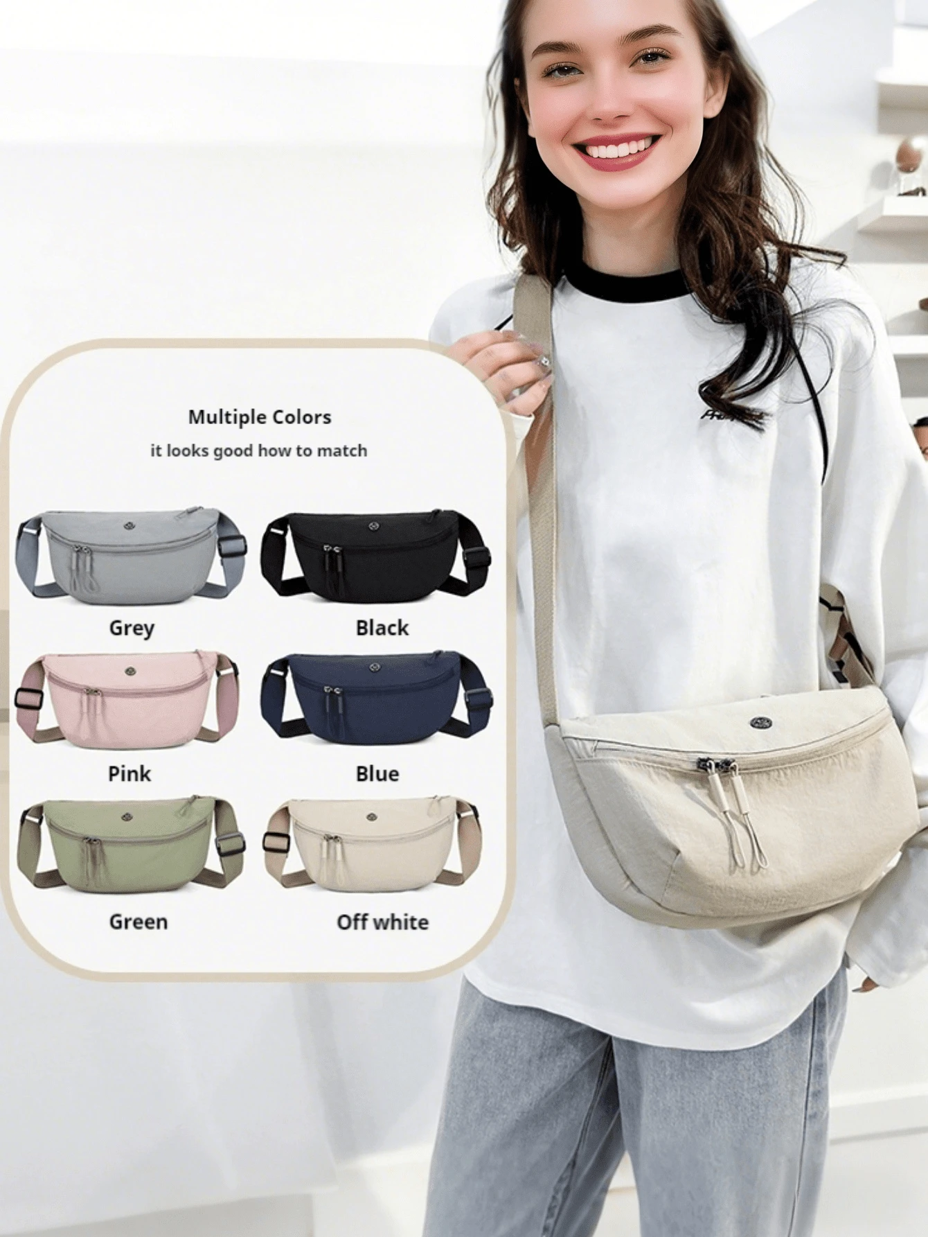 New Women Casual Crossbody Bag, Sports Bag, Minimalist Versatile Waist Bag, Elegant Women's Shoulder Bag For All Seasons, Fashionable Women's Dumpling Bag, Suitable For Daily Outings, Shopping And Travel