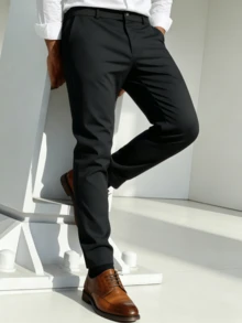 Men's Dress Pants, Business Casual Trousers, Suitable For Business Banquets, Outdoor Parties And Anniversary, Gift For Men - Black - View 3