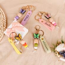 1PC Personalized Butterfly Keychain For Mom, Custom Name Keyring, Cute Aesthetic Boho Keychain, Gift From Daughter, Mother's Day Gift, Birthday Gift For Mom, Custom Cute Bag Charm, Women Keyring Accessories - Multicolor 3 - View 7