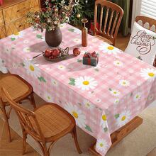 1pc Plaid & Floral Print Tablecloth, Blue Floral Pattern, Suitable For Indoor/Outdoor Party And Home Decor, Rectangular Dining Table Cover - Multicolor - View 19