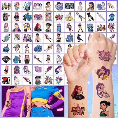 Hasbro 40 miếng dán ngẫu nhiên kiểu nhóm nhạc nữ K-Pop "Thợ săn phù thủy", hình quái vật nam, bộ sưu tập nhóm nhạc nam/nữ K-Pop, hình dán người nổi tiếng Hàn Quốc đẹp trai/phim hoạt hình. Quà tặng nhỏ