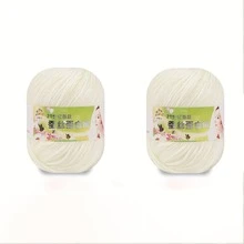 2 cuộn len sợi mịn tự làm, thảm đan áo len, len mềm mại ấm áp, len móc khăn quàng cổ, quà tặng thủ công tự làm - A - Xem 8