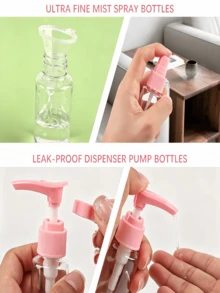1set/7pcs Travel Bottle Set, Refillable Empty Liquid Containers, Leak-Proof Portable Dispenser Bottles With Toiletry Bag, Clear PP Material Airline Size Cosmetic Containers For Lotion Shampoo Cream Soap, Travel Makeup Case Cream Jar Spray Bottle Pump Bottle, Airplane Travel Accessories Travel Essentials, Mother's Day Gift Travel Containers - Hồng - Xem 9