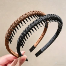 1/2 件装女士高耸骷髅头发箍，带齿防滑断发发带洗脸发夹优雅头饰，夏季、假日、旅行 - 彩色 - 查看 3