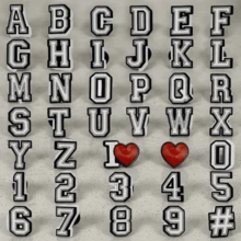 39Pcs Varsity Collegiate Letter & Number PVC Clog Charms Black & White Red Hearts Expression Retro Sandal Accessory Pack - Multicolor - View 9