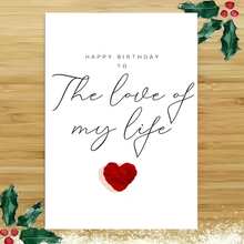 Fun Soulmate Birthday Card - "Happy Birthday To The Love Of My Life," Featuring A Red Heart Design, A Gift For Friends, Family, And Loved Ones, A Card For Romantic Occasions | Playful Text Design | Exquisite Heart Design, Suitable As A Birthday Card - Multicolor - View 5