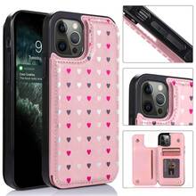 1 unidad Patrón corazones rosas claro oscuro Funda para iPhone 17 pro max Esta funda cuenta con una función de cartera con múltiples ranuras para tarjetas y un cierre magnético ultrarresistente q - Rosa - Ver 1
