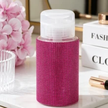 New Rhinestone Studded 200ml Makeup Remover Bottle, Cosmetic Toner Lotion Empty Refillable Travel Pump Dispenser Container - View 1