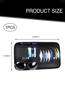 Tas Penyimpanan Pelindung Matahari Mobil dengan Slot CD, 8 Kantong Penyimpanan CD dengan Slot Kacamata dan Pena, Aksesori Interior Mobil Multi-Kantong Cocok untuk Semua Model Kendaraan - A - View 4