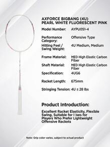 LI-NING AXFORCE BIGBANG Offensive Badminton Racket, 4U High Tension Durable Lightweight High-Resilience Training Single Racket AYPU049/AYPU051 - Pearl White Fluorescent Powder - View 1