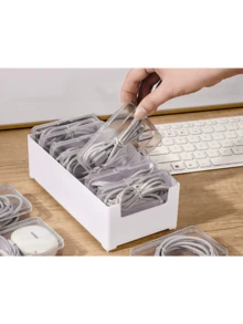 11/8/7/3 Pcs Plastic Data Cable Storage Box, Charger Organizer Cable Winder, Desktop Cable Management, Power Charging Cable Holder, Transparent Container, Suitable For Home And Office Use - Multicolor - View 3