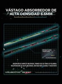 Raqueta de bádminton LI-NING HALBERTEC 9000 POWER Control Type, 4U, fibra de carbono de alto módulo, raqueta individual de entrenamiento profesional AYPW001 - Estación base Deep Lake Green Plata - Ver 3