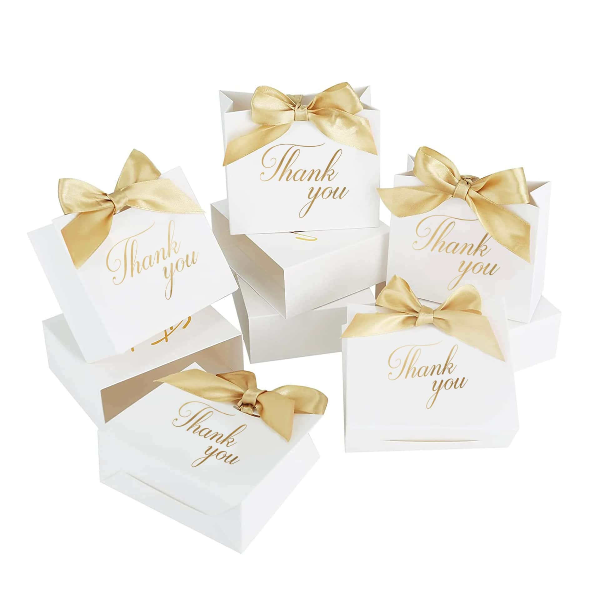10pcs Wedding Favor Mini Gift Box - Compact & Elegant Candy Box - Pink & White Color Scheme With Gold Foil Printing - Comes With Ribbon Bow Tie - Ideal For Packaging Chocolates, Candies, Small Gifts And Party Favors - View 1