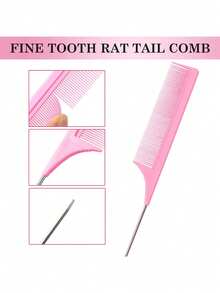 Set de 3 piezas/4 piezas de peines con forma de regadera, Set de 3 peines (incluyendo 1 peine de bordes, 1 cepillo para el cabello, 1 peine de cola puntiaguda), cepillos alisadores para peinados, herramientas y accesorios de peinado, accesorios de belleza para el cabello para el hogar - Multicolor - Ver 2