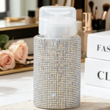 New Rhinestone Studded 200ml Makeup Remover Bottle, Cosmetic Toner Lotion Empty Refillable Travel Pump Dispenser Container - View 6